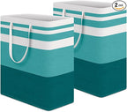 HomeHacks 2-Pack Large Laundry Basket, Waterproof, Freestanding Laundry Hamper, Collapsible Tall Clothes Hamper with Extended Handles for Clothes Toys in the Dorm and Family (Green, 100L)