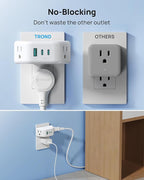 TROND Outlet Extender with USB C PD 20W, Outlet Splitter with 2 AC Sockets, 3-Side Design Wall Plug Adapter, for Home Office Cruise Travel Essentials, White