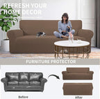 Easy-Going Stretch Oversized Chair Sofa Slipcover 1-Piece Couch Sofa Cover Furniture Protector Soft with Elastic Bottom for Kids Spandex Jacquard Fabric Small Checks Brown