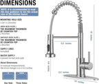 DJS Kitchen Faucets with Pull Down Sprayer Brushed Nickel High Arc Single Handle 1 or 3 Holes Spring Kitchen Sink Faucet with Deck Plate for Farmhouse RV Vessel Basin