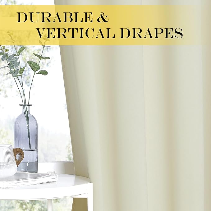 NICETOWN Blackout Sliding Door Curtain 84 inches Long, Grommet Patio Door Curtain & Drape Room Divider Sound & Light Blocking Privacy Thermal Drapes for Living Room (Beige, W80 x L84, 1 Panel)