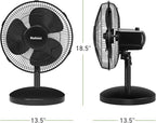 Holmes 12 Inch Oscillating Table Fan 3 Speeds 75 Degree Wide Angle Oscillation Adjustable 15 Degree Tilt Quiet Operation Home Office Bedroom Kitchen Black