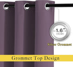 NICETOWN Plum Living Room Curtains 90 inches Long, Grommet Home Fashion Energy Saving Room Darkening Sound Dampening Window Treatments for Bedroom, 2 Panels, W52 x L90