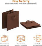 Amazon Basics Collapsible Fabric Storage Bins with Handles, Cube Organizer, Lightweight Fabric, 10.5"x10.5"x11", Brown, 6-Pack