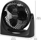 Amazon Basics Air Circulator Desk Fan for Bedroom, Home and Office, 90-Degree Tilt Head, 3 Speed Settings, Cooling, 35 Watts, Black, 11.1"W x 6.3"D x 10.9"H