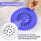 Drain Hair Catcher Durable Silicone Hair Stopper Shower Drain Covers with Iron Easy to Install and Clean Shower Drain Hair Trap Suit for Bathroom Bathtub Tub and Kitchen 5 Pack