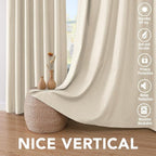 H.VERSAILTEX 100% Blackout Curtains for Bedroom Thermal Insulated Linen Textured Curtains Heat and Full Light Blocking Drapes Living Room Curtains 2 Panel Sets, Bleached Sand, 52x108 Inch