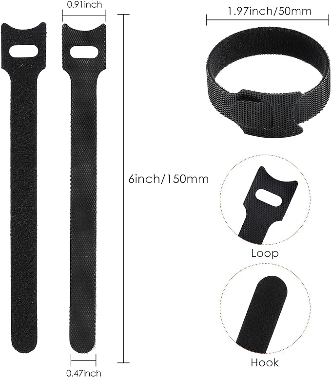 120PCS 6 Inch Cable Ties Reusable Multi-Purpose Wire Ties Cord Organizer Adjustable Cable Management 5 Colors