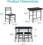 Best Choice Products 3-Piece Modern Dining Set, Space Saving Dinette for Kitchen, Dining Room, Small Space w/Steel Frame, Built-in Storage Rack - Black/Black