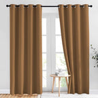 NICETOWN Blackout Doorway Curtains 80 inches Long 2 Panels Set, Grommet Thermal Window Treatments Light & Sound Blocking Drapes for Living Room, Gold Brown, W46 x L80