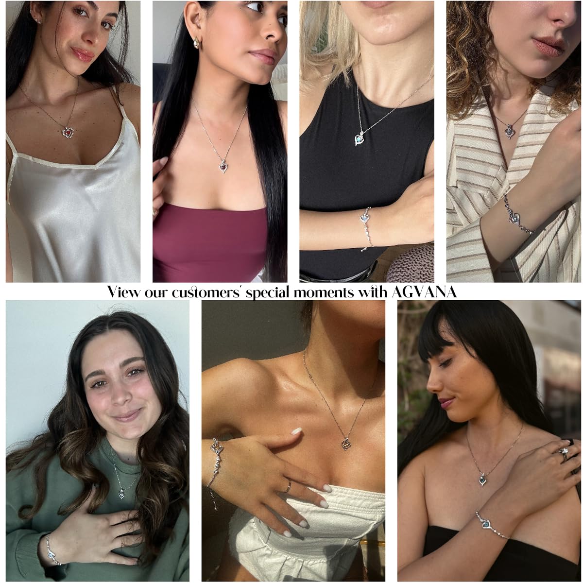 AGVANA Aquamarine Rose Heart Necklace - Sterling Silver March Birthstone Jewelry, Anniversary & Birthday Gift