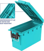 Sheffield 12633 Ammo Storage Box, Stackable .30 Cal Field Boxes, Water and Dust Resistant, Lockable Storage Box with Handle, Secures Hunting Gear, Supplies, and Bullets, Made in USA, Teal, 1-Pack
