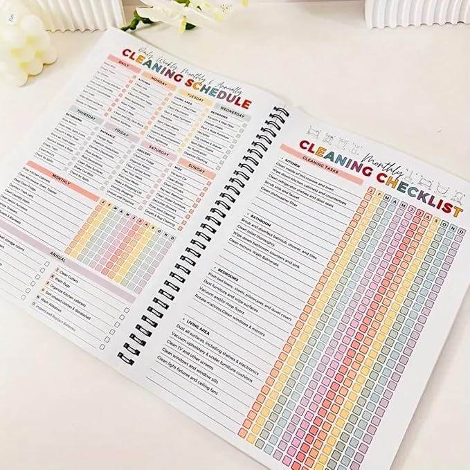 Cleaning Planner, Cleaning Schedule and Checklist Organizer, Daily Weekly Monthly Household Cleaning Planner, Chore Chart Notebook for Home, Family Cleaning Tasks, DIY Home Improvement, Editable Template