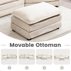 78'' Modular Sectional Cloud Couch with 2 Movable Ottoman, 4 Seat Comfy Modern Corduroy Sofa with 2 Throw Pillows, Deep Seat Sleeper Couch for Living Room Bedroom Apartment, Beige