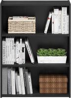 Furinno PASIR Book Shelf, 3-Tier Bookshelf, Storage Shelves Bookcase, 9.7 x 23.7 x 31.5, for Living Room, Bedroom, Home Office, Americano
