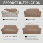 Easy-Going Stretch Chair Sofa Slipcover 1-Piece Couch Sofa Cover Furniture Protector Soft with Elastic Bottom for Kids, Pet. Spandex Jacquard Fabric Small Checks (Chair, Camel)
