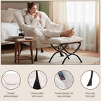 Welnow Lazy Chair with Ottoman, Modern Accent Chair with Armrests and a Side Pocket, Leisure Sofa Armchair, Reading Armchair with Footrest for Small Space, Beige