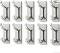 pickpiff Adhesive Wall Coat Hooks - Heavy Duty Stick-On Door Hanger, Metal Hook for Hanging Towel,Purse, Robe, Backpack, Jacket, Clothes - for Bathroom,Dorm, Closet, Kitchen - Brushed Silver, 10 Pack