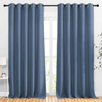 NICETOWN Bedroom Blackout 110 inch Curtains for Sliding Glass Door, Grommet Thermal Insulated Solid Window Treatments Sound Reducing for Living Room, W66 x L110, Stone Blue, Set of 2