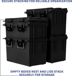 Sheffield 12764 XL Storage Bins With Lids, 4-Pack Stackable Storage Bins, Made in USA, Lockable and Water-Resistant Containers with Lids, Plastic Containers for Home, Classroom, and Dorm