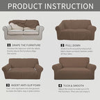 Easy-Going Stretch Oversized Chair Sofa Slipcover 1-Piece Couch Sofa Cover Furniture Protector Soft with Elastic Bottom for Kids Spandex Jacquard Fabric Small Checks Brown