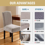 H.VERSAILTEX Velvet Dining Chair Covers Stretch Chair Covers for Dining Room Set of 6 Parson Chair Slipcovers Chair Protectors Covers Dining, Soft Thick Solid Velvet Fabric Washable, Oatmeal