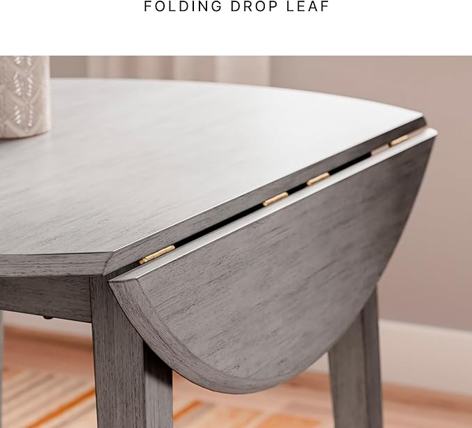 Signature Design by Ashley Shullden Casual Round Dining Small Drop Leaf Table, Seats up to 4, Gray