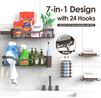 NESOMI Shower Caddy Adhesive Shower Organizer 7-Pack, Rustproof Stainless Steel Bathroom Shelves, Large Capacity No-Drill Rack Storage Accessories with Soap Dish Toothbrush Holder Hooks