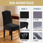 H.VERSAILTEX Velvet Dining Chair Covers Stretch Chair Covers for Dining Room Set of 4 Parson Chair Slipcovers Chair Protectors Covers Dining, Soft Thick Solid Velvet Fabric Washable, Black