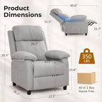 Recliner Chair, Reading Chair for Adults with Side Pockets, Recliners with Padded Deep Seat, Small Recliners for Small Spaces, Linen Fabric Comfy Chair for Bedroom, Living Room, and RV