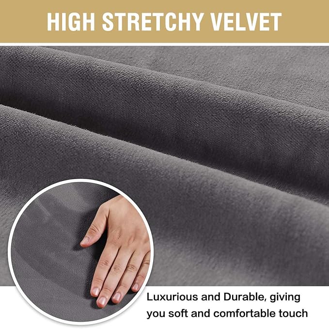 H.VERSAILTEX Velvet Dining Chair Covers Stretch Chair Covers for Dining Room Set of 6 Parson Chair Slipcovers Chair Protectors Covers Dining, Soft Thick Solid Velvet Fabric Washable, Grey