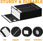 SpaceAid 12 Pack Bed Sheet Organizers and Storage, Foldable Sheet Organizer for Linen Closet, Set Folder Keeper with Window XL (Queen & King Size) Bedding Container (Black)
