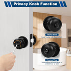 Estmoon 10 Pack Privacy Door Knobs for Bedroom Bathroom, Matte Black Door Handle with Lock Round Ball Interior Knobs for Bedroom/Bathroom, Heavy Duty Handle for Left Right Sided Doors