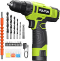 PULITUO 12V Green Cordless Drill Set Power Drill Kit with Battery and Charger,electric drill home improvement,3/8-Inch Keyless Chuck,Built-in LED,21+1 Torque Setting