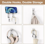 pickpiff Adhesive Wall Coat Hooks - Heavy Duty Stick-On Door Hanger, Metal Hook for Hanging Towel,Purse, Robe, Backpack, Jacket, Clothes - for Bathroom,Dorm, Closet, Kitchen - Silver, 10 Pack