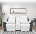 Easy-Going Loveseat Recliner Cover with Console, Reversible Couch Cover for Living Room, Split Sofa Cover for Each Seat with Elastic Straps for Dogs, Pets(2 Seater, White/White)