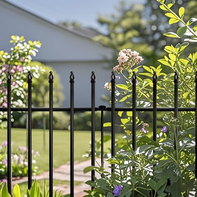 Metal Decorative Garden Fence 36" H x 28" W (5 Panels, Total Length 11.6 feet), Metal Border Folding Fence, Landscape Fencing Dog Fence Pet Fence for Flower Bed, Yard, Animal Barrier