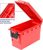 Sheffield 12636 Ammo Storage Box, Stackable .30 Cal Field Boxes, Water and Dust Resistant, Lockable Storage Box with Handle, Secures Hunting Gear, Supplies, and Bullets, Made in USA, Red, 1-Pack