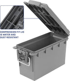 Sheffield 12628 Ammo Storage Box, Stackable .30 Cal Field Boxes, Water and Dust Resistant, Lockable Storage Box with Handle, Secures Hunting Gear, Supplies, and Bullets, Made in USA, Gray, 1-Pack