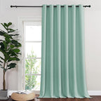 NICETOWN Blackout Sliding Glass Door Curtains, Room Darkening Thermal Insulated Curtains for Living Room Bedroom, Extra Wide Window Drapes, 1 Panel, W80 x L118, Aqua Blue