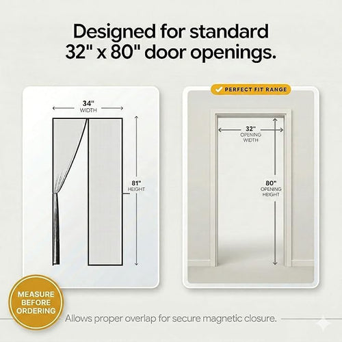 AUGO Magnetic Screen Door - Self Sealing, Heavy Duty, Hands Free Mesh Partition Keeps Bugs Out - Pet and Kid Friendly - Patent Pending Keep Open Feature - 34 Inch x 81 Inch