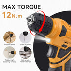 Tool Set - Tool Kit with 8V Cordless Drill, 132 Piece Tool Box with Drill, Home Tool Kits for Men & Women, Hand Drill Set Perfect for Homeowner, Diyer, Handyman-Yellow