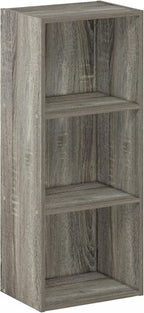 Furinno LUDER Book Shelf, 3-Cube Bookshelf, Bookcase with Open Shelves, 9.3 x 12 x 31.5, Easy Assembly, for Living Room, Bedroom, Home Office, French Oak