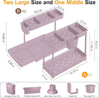 3 Pack Multi-Purpose Under Sink Organizers and Storage, 2026 L-Shaped Pull Out Cabinet Organizer for Bathroom & Kitchen, Under Cabinet Organizer with Hooks Hanging Cup, Pink, 14.85 inch