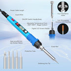 Soldering Iron Kit, 80W 110V LCD Digital Solder Iron Pen with Ceramic Heater, Portable Welding Tools with 5pcs Tips, Stand, Solders Wire, Sponge, Paste, for Metal,Electric Repairs, DIY
