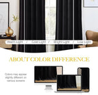 NICETOWN Black 92 inch Long Velvet Curtains for Living Room - Blackout Vision Light Blocking Window Treatments for Baseroom, Rod Pocket Design, W52 x L92, 2 Panels