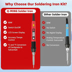 Soldering Iron Kit, 80W 110V LCD Digital Solder Irons, Portable Welding Tools with Ceramic Heater, Accurate 356°F-896°F, for Metal, Jewelry Electrical Repairs, DIY
