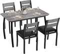 IDEALHOUSE Dining Table Set for 4 Modern Kitchen Table and Chairs Set with Chamfered Edges Cushioned Seats Space-Saving Metal Frame Compact Breakfast Nook (Soft Seat Black Tube + Black)