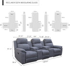 Easy-Going Recliner Sofa Cover with Console, Reversible Couch Cover for Living Room, Split Sofa Cover for Each Seat with Elastic Straps for Kids, Dogs, Pets (3 Seater, Dark Blue/Light Blue)
