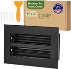 Modern Air Vent Cover 8x4 (Duct Opening) - Decorative Black Aluminum Linear Slot Diffuser for Wall, Ceiling, Floor Register - Quiet Operation HVAC Grille for Home with Adjustable Airflow